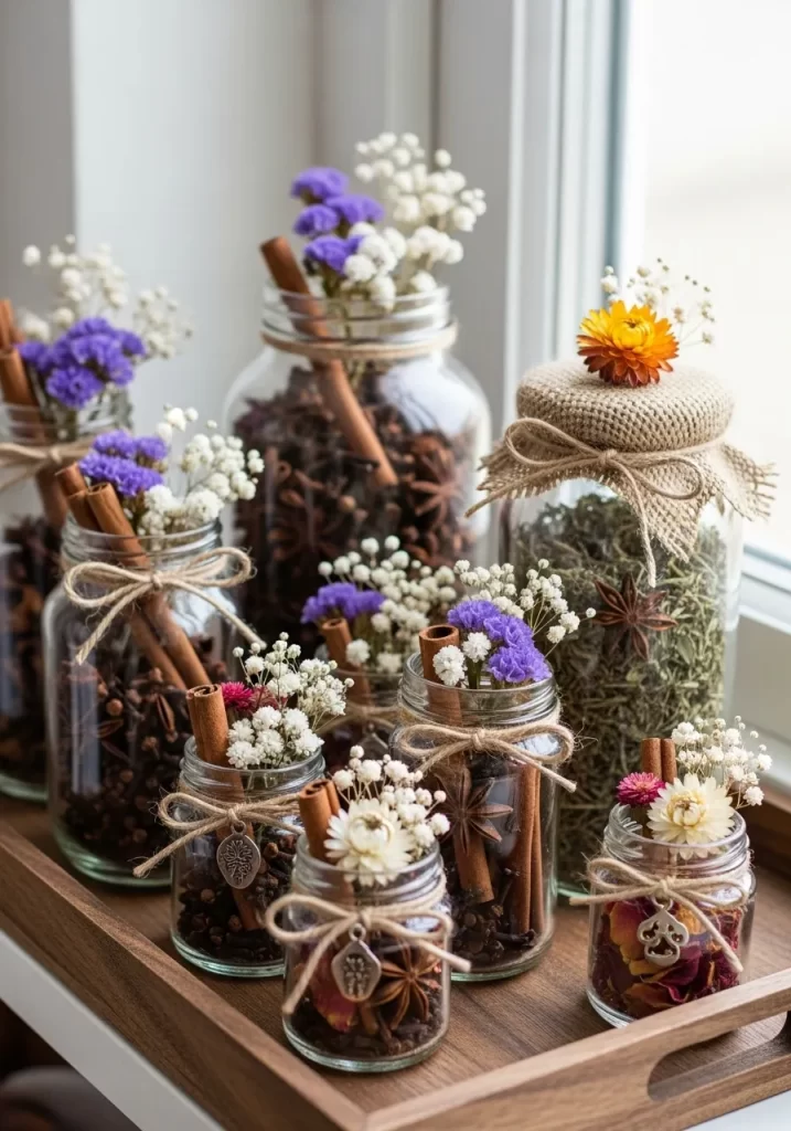 Spiced Mason Jar Arrangements