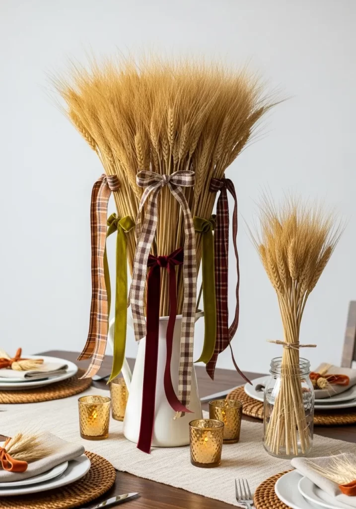 Festive Wheat Sheaf & Ribbon Display