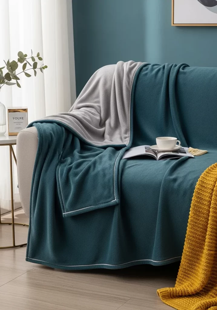 Reversible Teal & Grey Throw