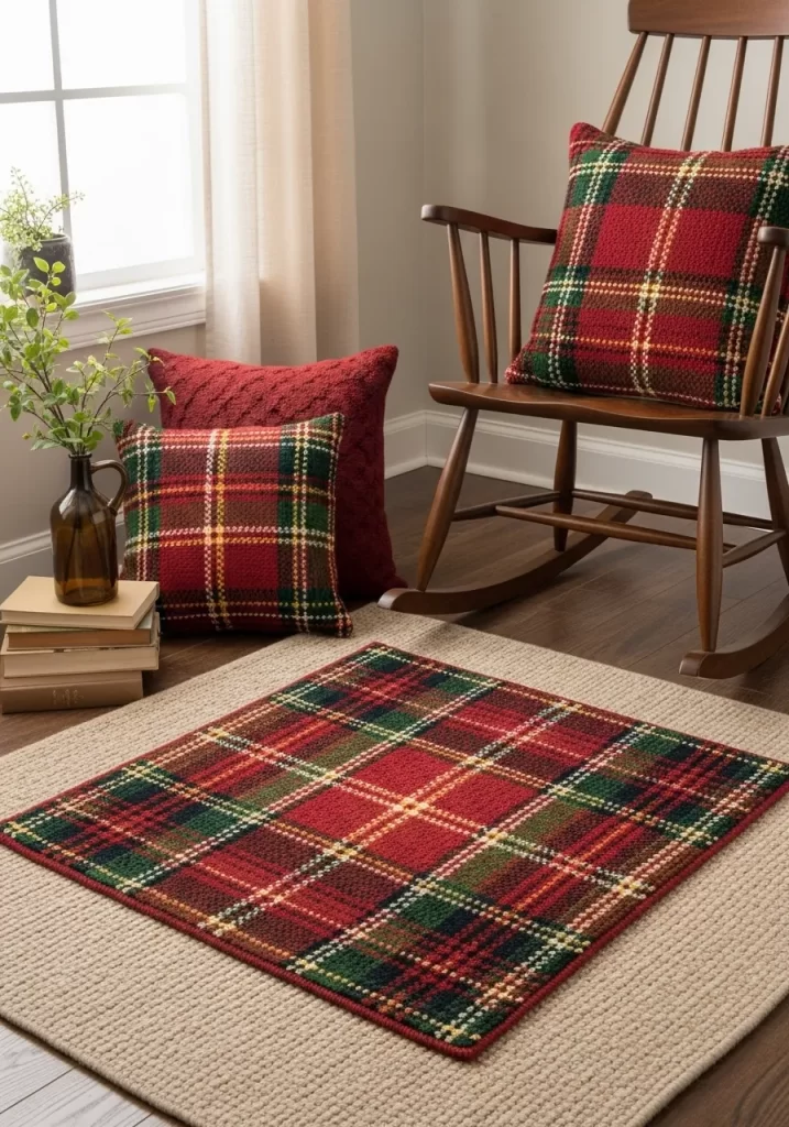 The Festive Plaid Layered Rug