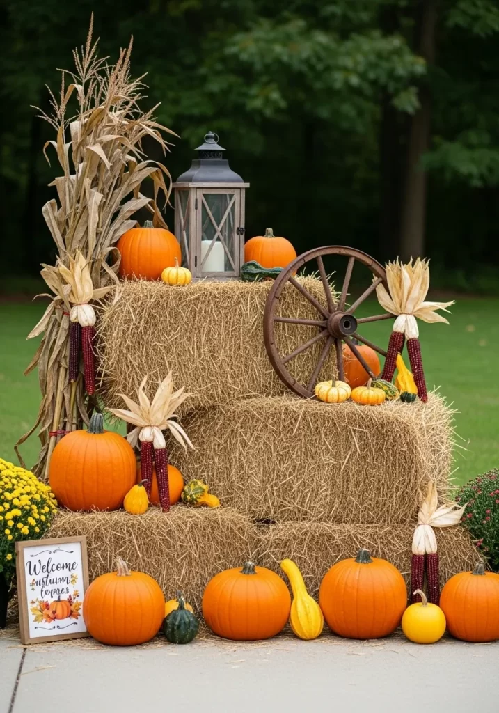 Outdoor Hay Bale Harvest Display