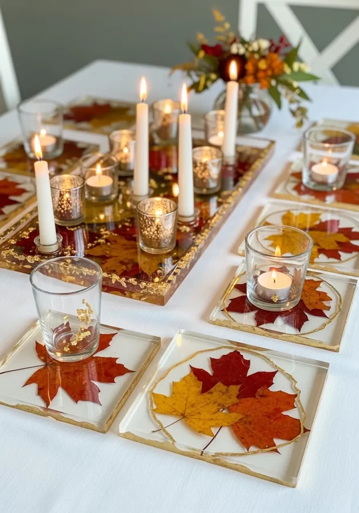 Resin Leaf Coasters and Tray