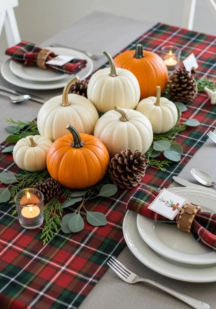 Plaid & Pumpkin Table Runner