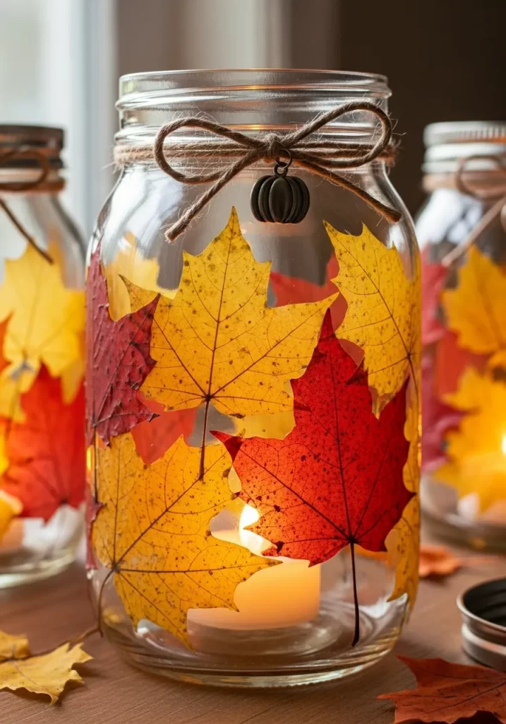 Vivid Leaf Mason Jar Lanterns