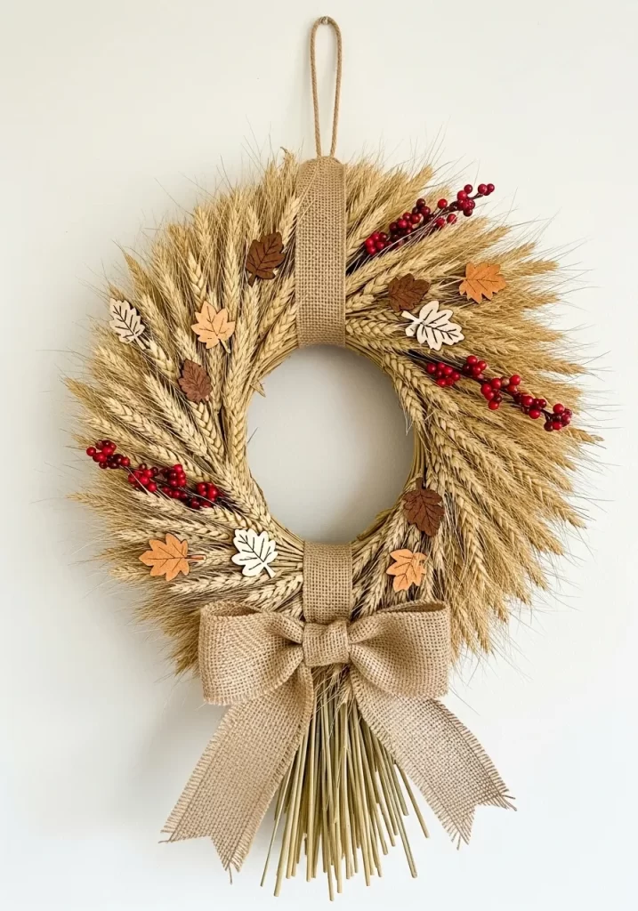 Harvest Wheat and Burlap Wreath