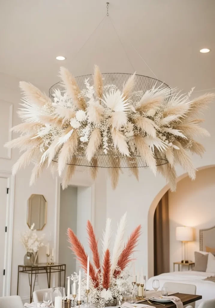 A Grand Pampas Grass Chandelier