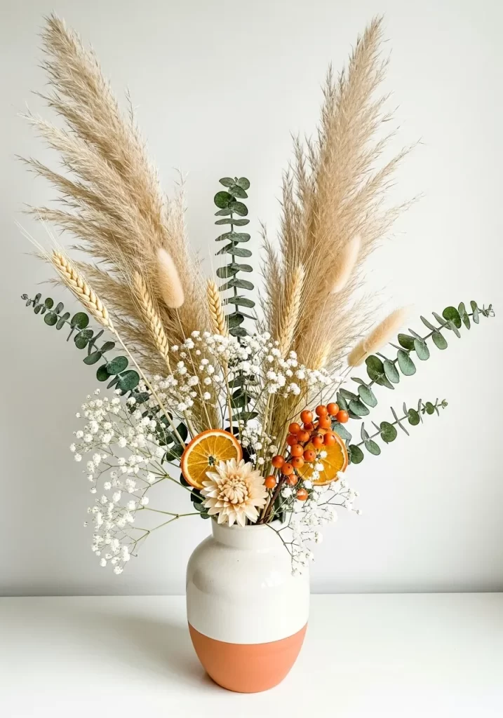 Pampas Grass and Dried Floral Arrangement
