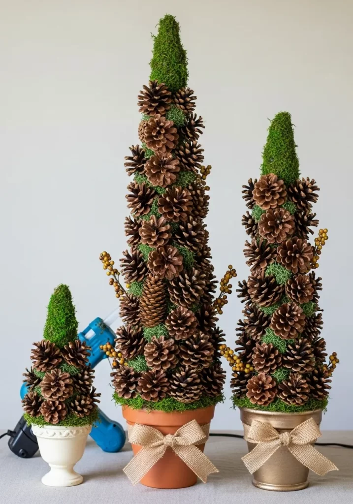 Pinecone Topiary Trio