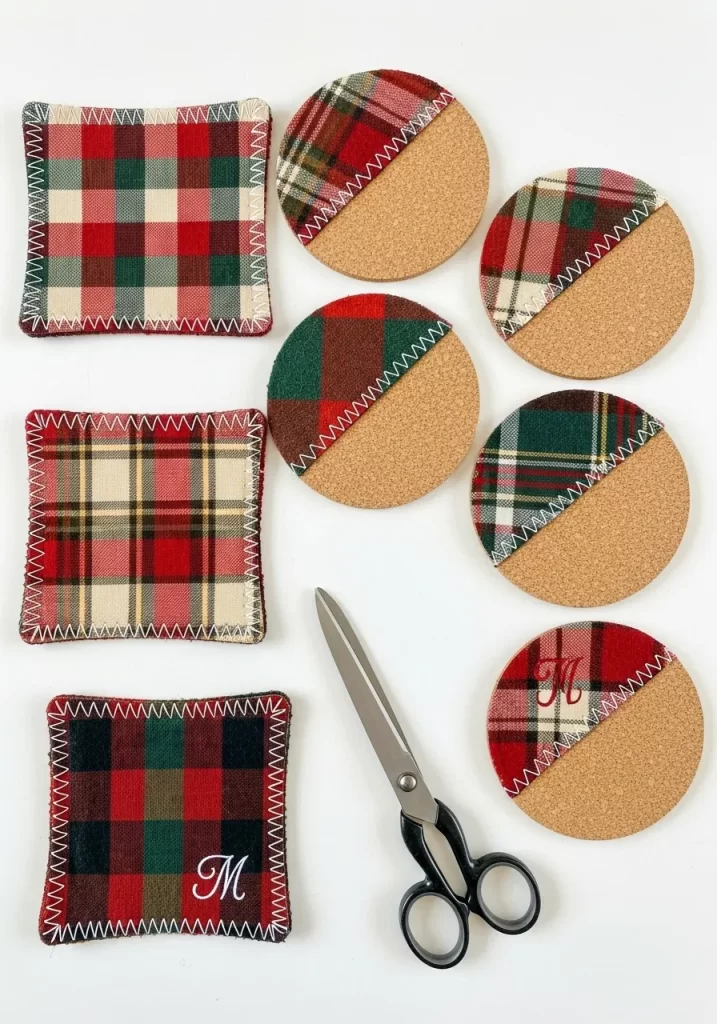 Cozy Plaid and Cork Coasters