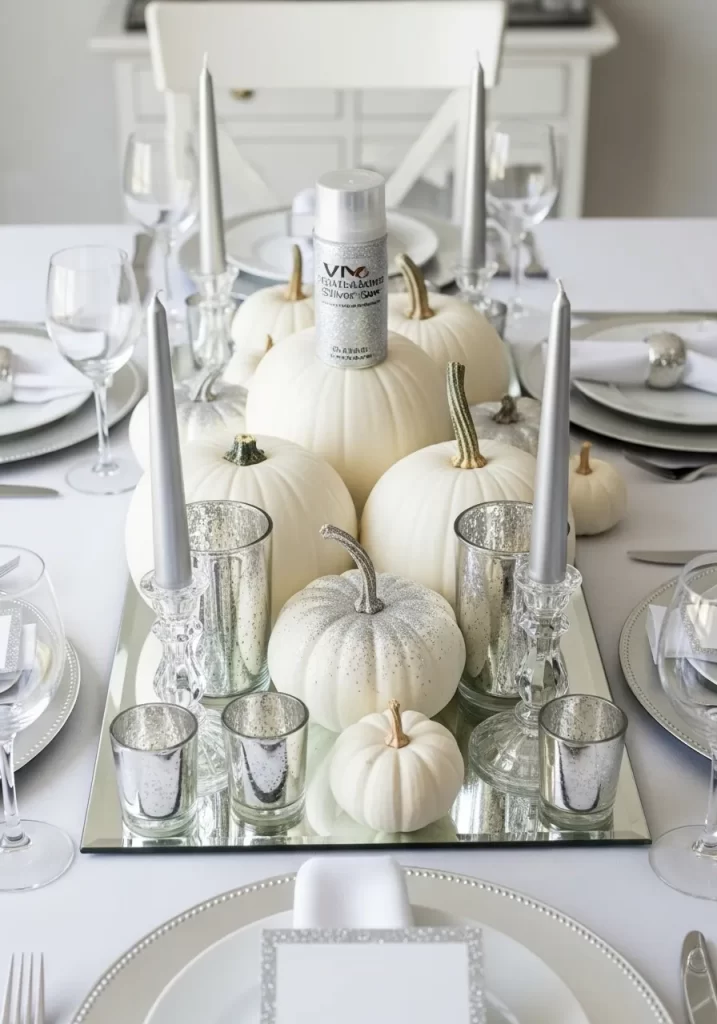 Sparkling Silver & White Pumpkin Glam