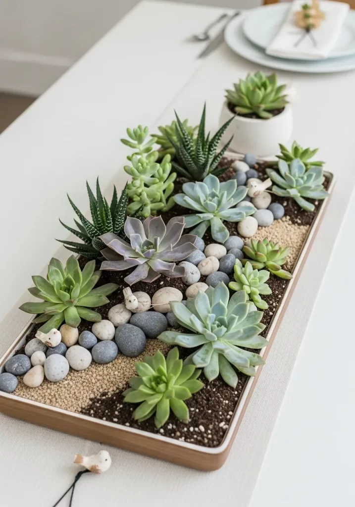 Serene Succulent Garden Tray