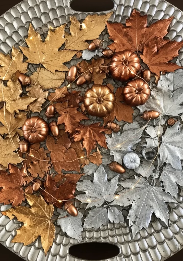 Shimmering Metallic Fall Tray Decor