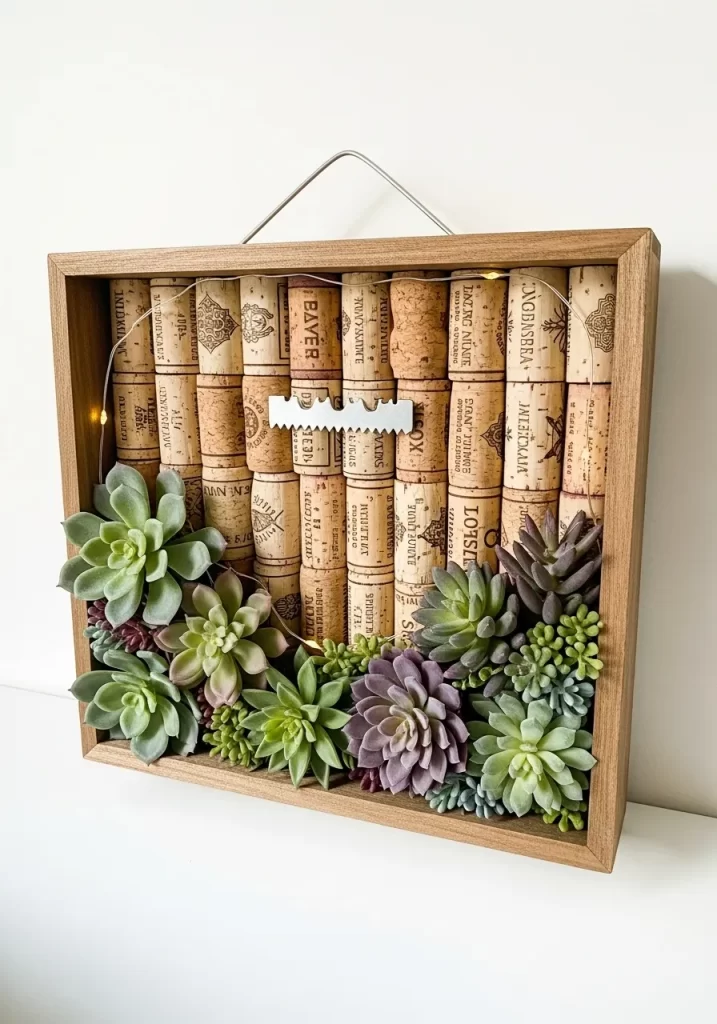 Rustic Cork and Succulent Wall Art