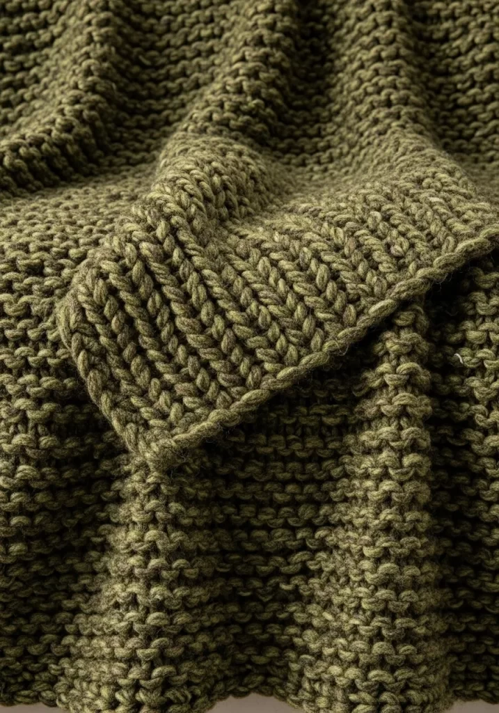 Mossy Green Knit Throw