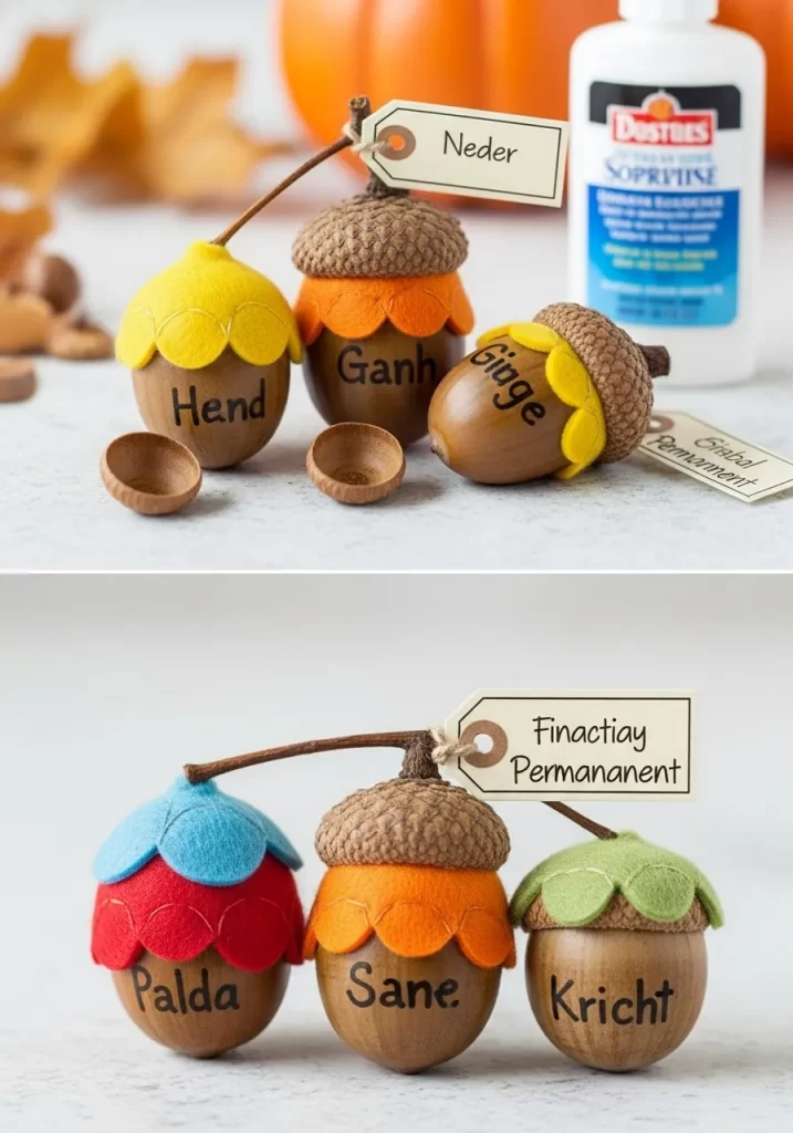 Whimsical Felt Acorn Place Holders