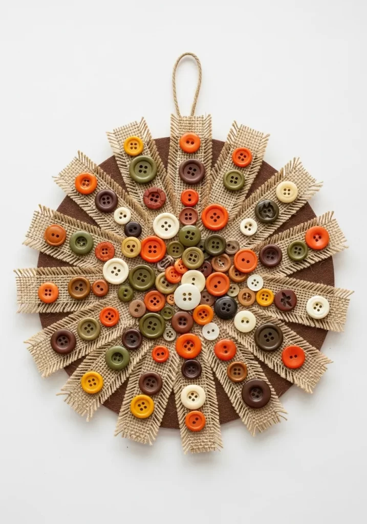 Rustic Button and Burlap Starburst