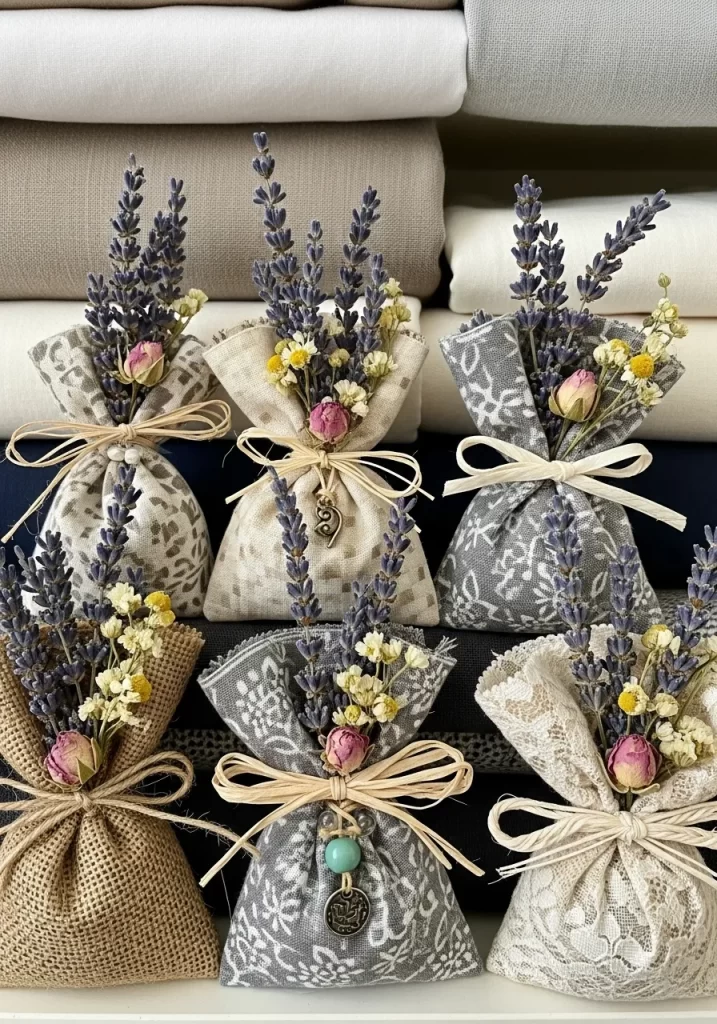 Lavender Sachets with Dried Blooms