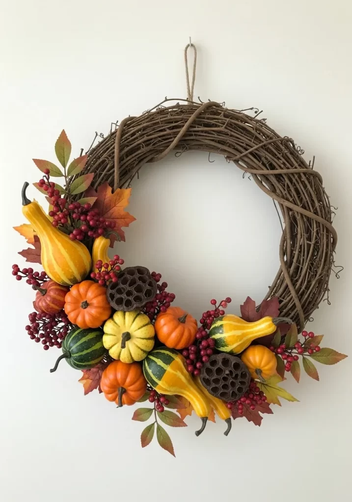 Asymmetrical Harvest Wreath