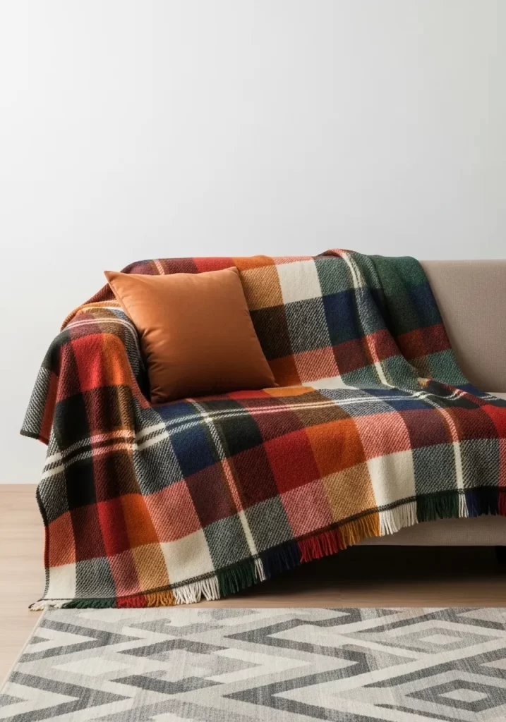 Colorful Plaid Throw Blanket