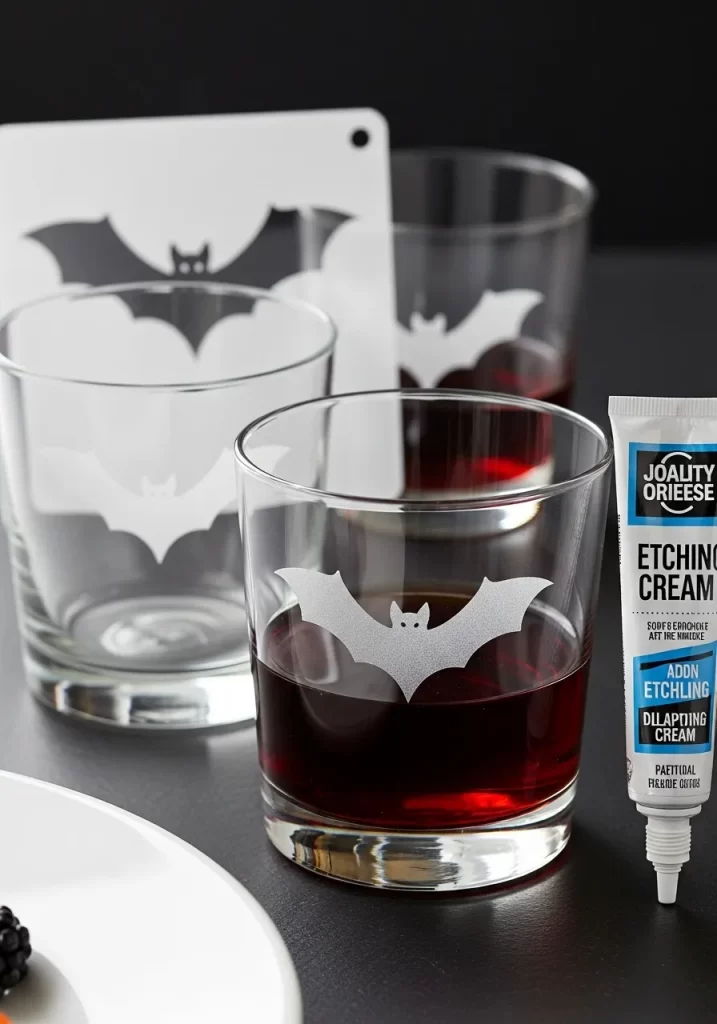 Etched Bat Glassware