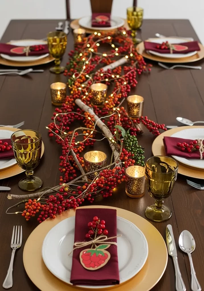 Berry & Twig Garland with Twinkling Lights