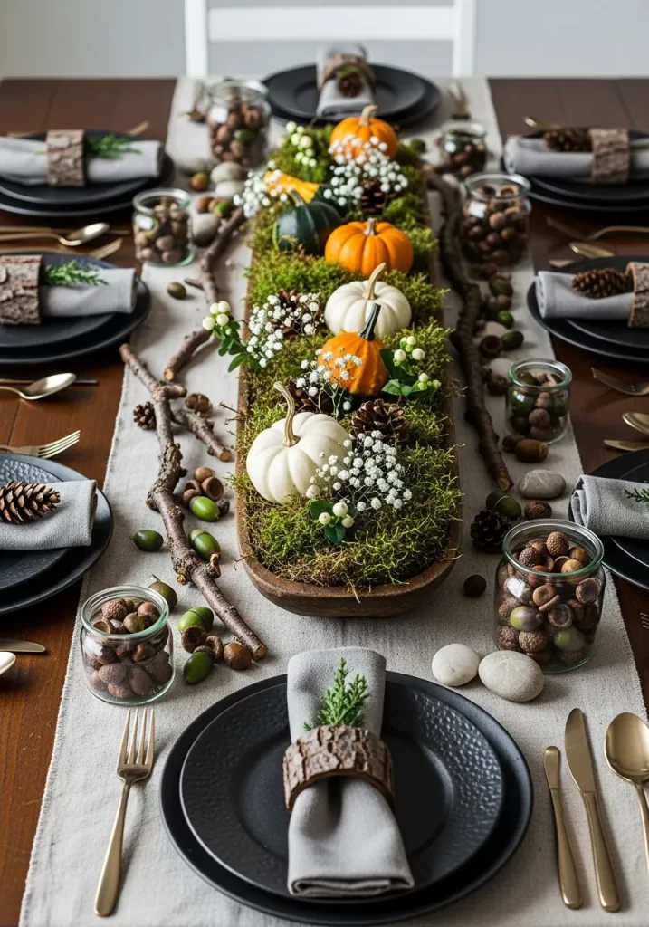 Rustic Moss & Branch Table Runner
