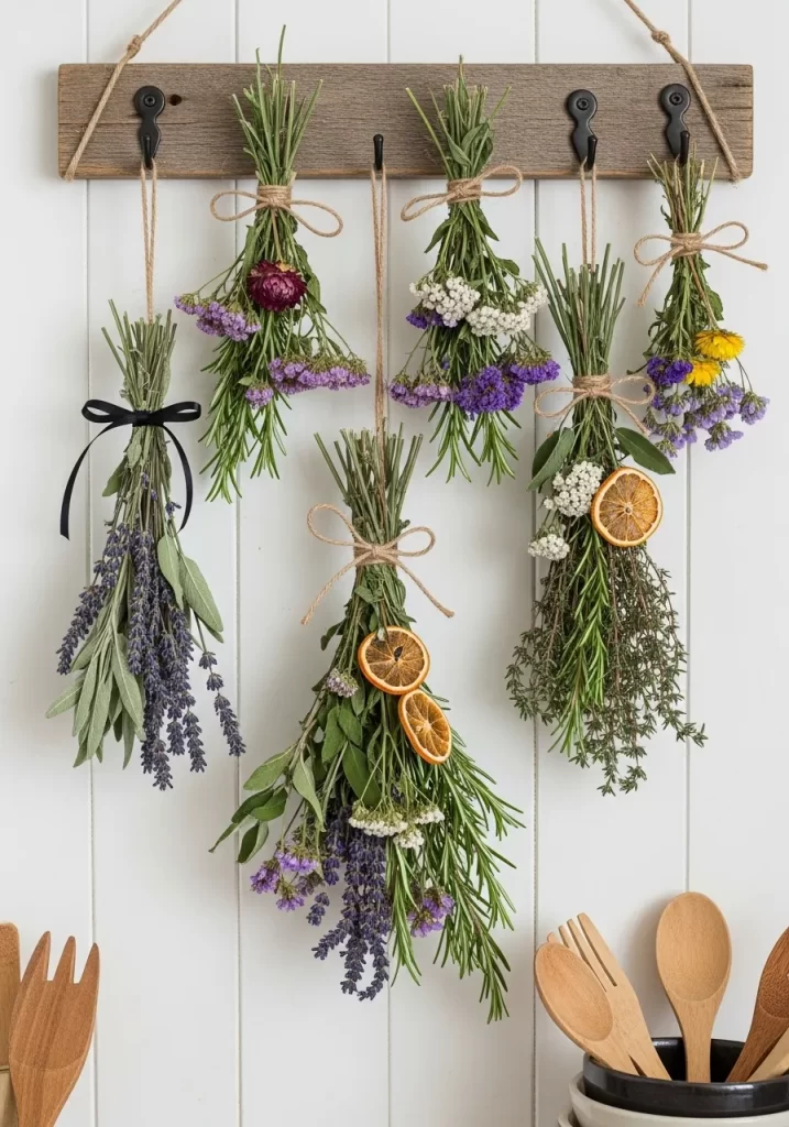 A Hanging Herb and Floral Display