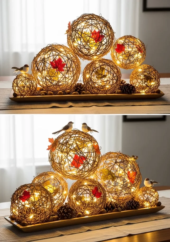 Glowing Rattan Orb Cluster