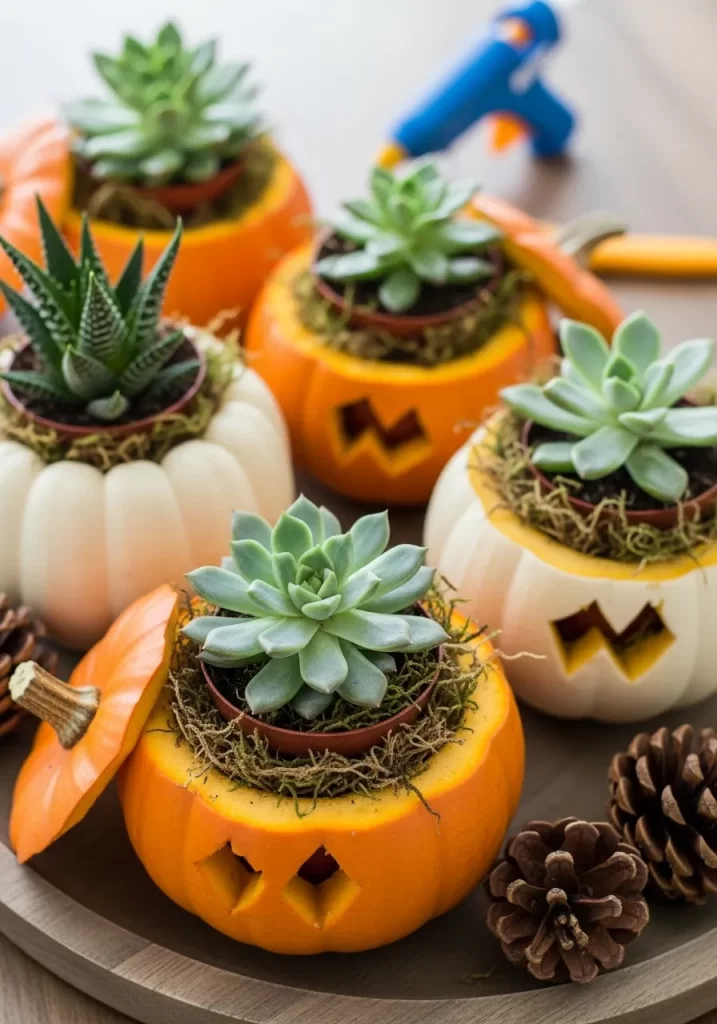 Charming Pumpkin Succulent Planters