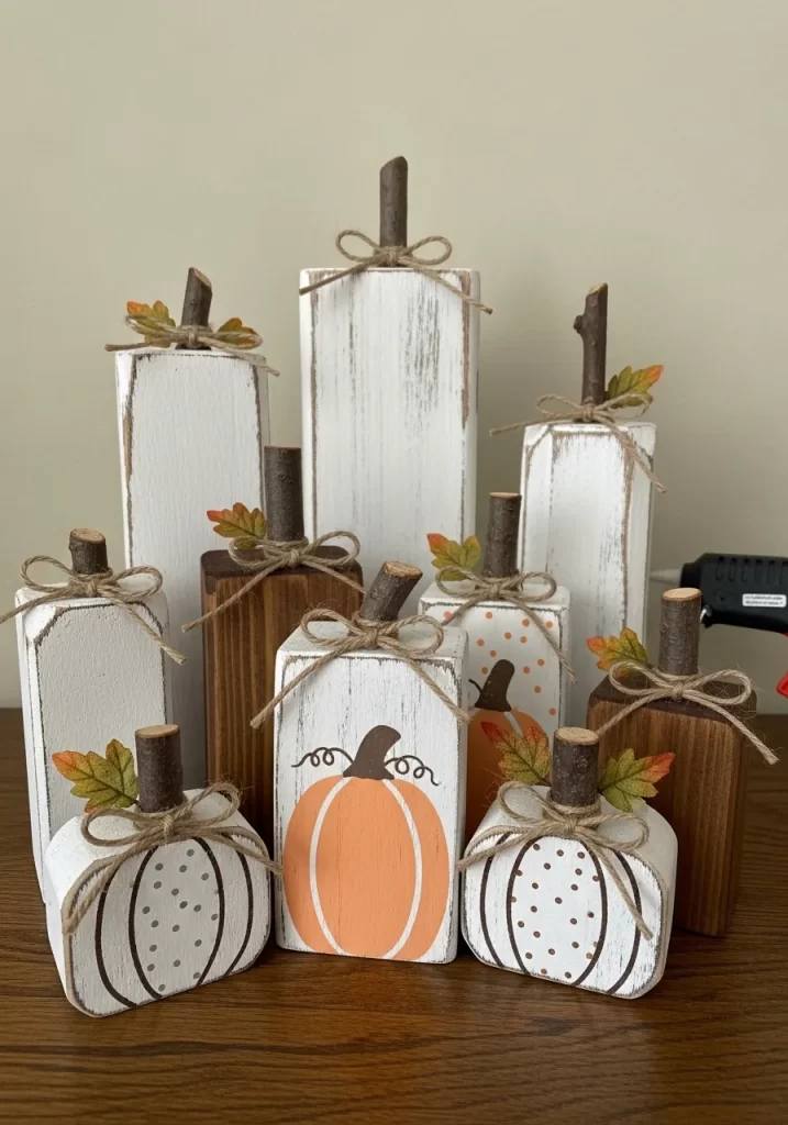 Rustic Wood Block Pumpkins