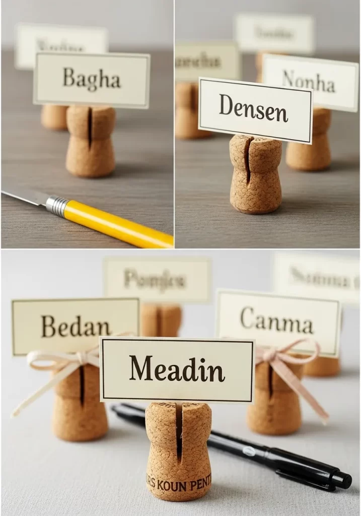 Upcycled Cork Place Card Holders