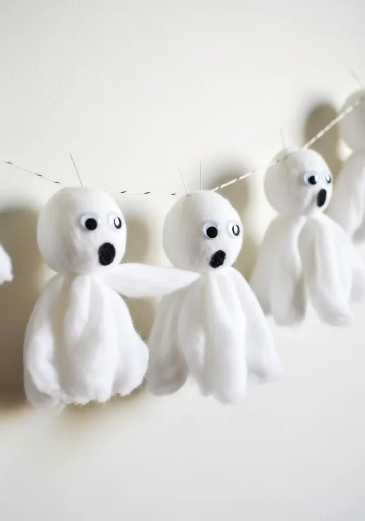 Cotton Ball Ghost Garland