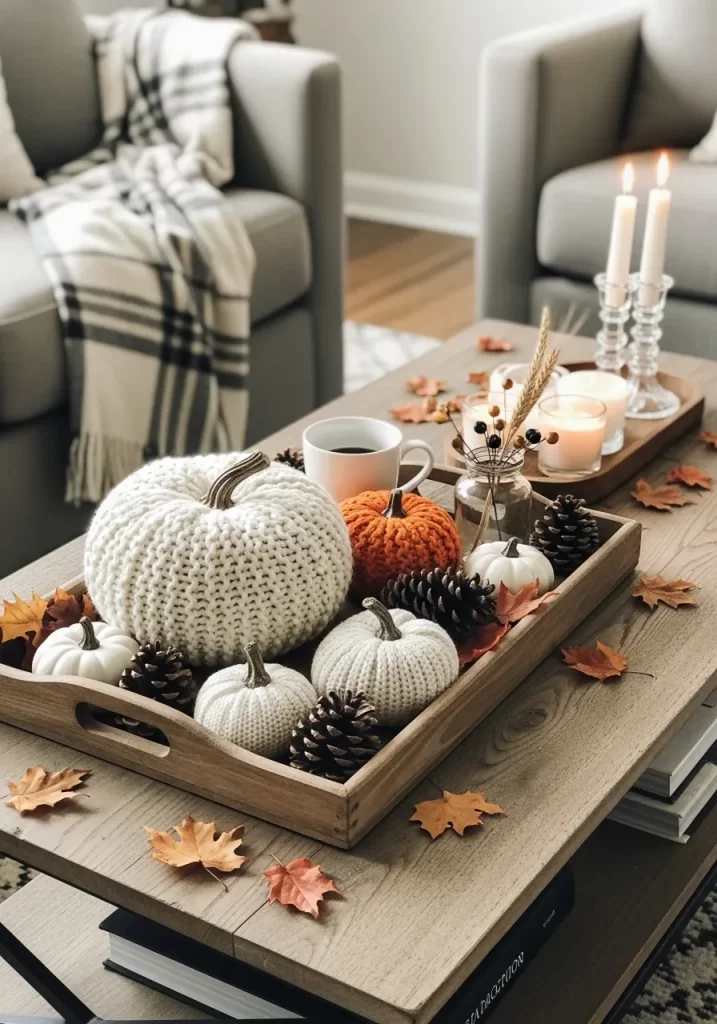 Knitted Pumpkin Coffee Table Tray