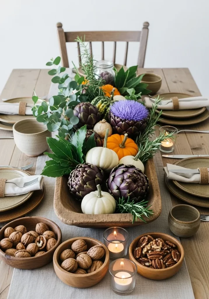 Unique Artichoke & Pumpkin Table Centerpiece
