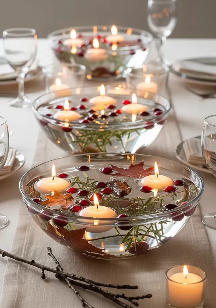 The Floating Candle & Cranberry Bowls