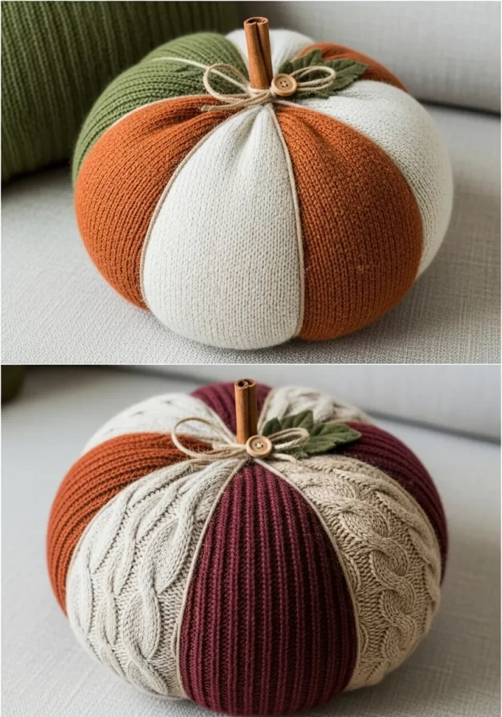 Plush Sweater Fabric Pumpkins