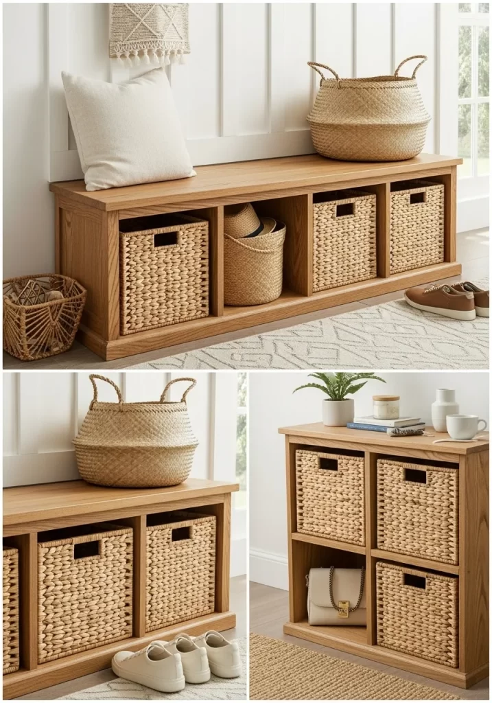 The Woven Basket Entryway Bench