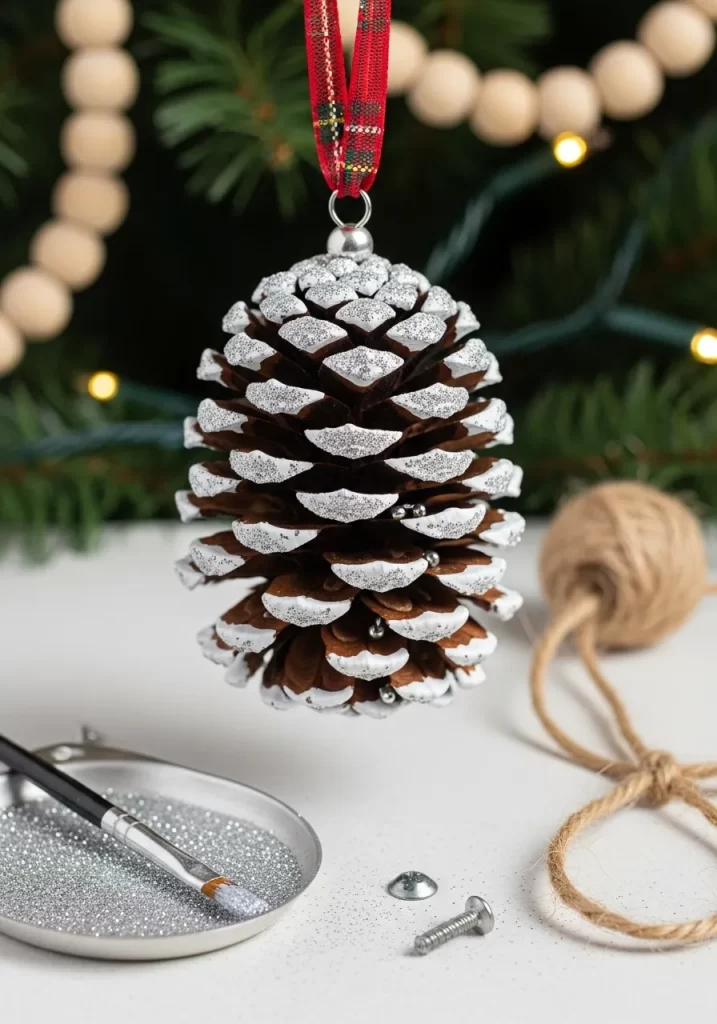 Snow-Kissed Glitter Pinecone