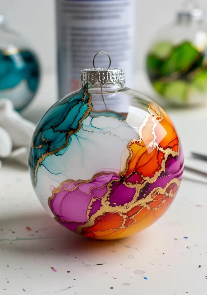 Marbled Alcohol Ink Bauble