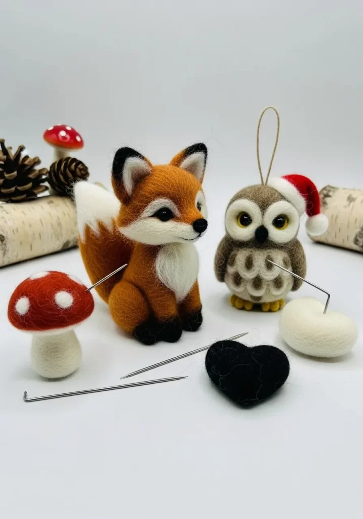 Whimsical Felted Owl Ornament