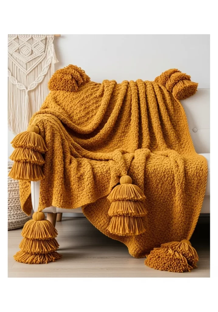 Golden Harvest Tassel Throw