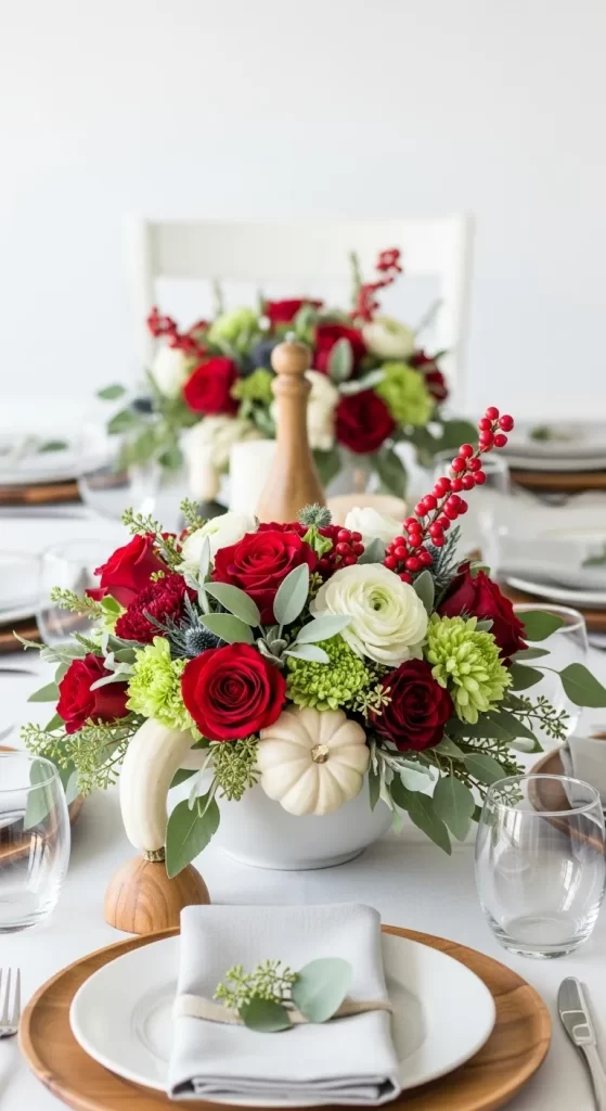 Classic Red and White Centerpiece