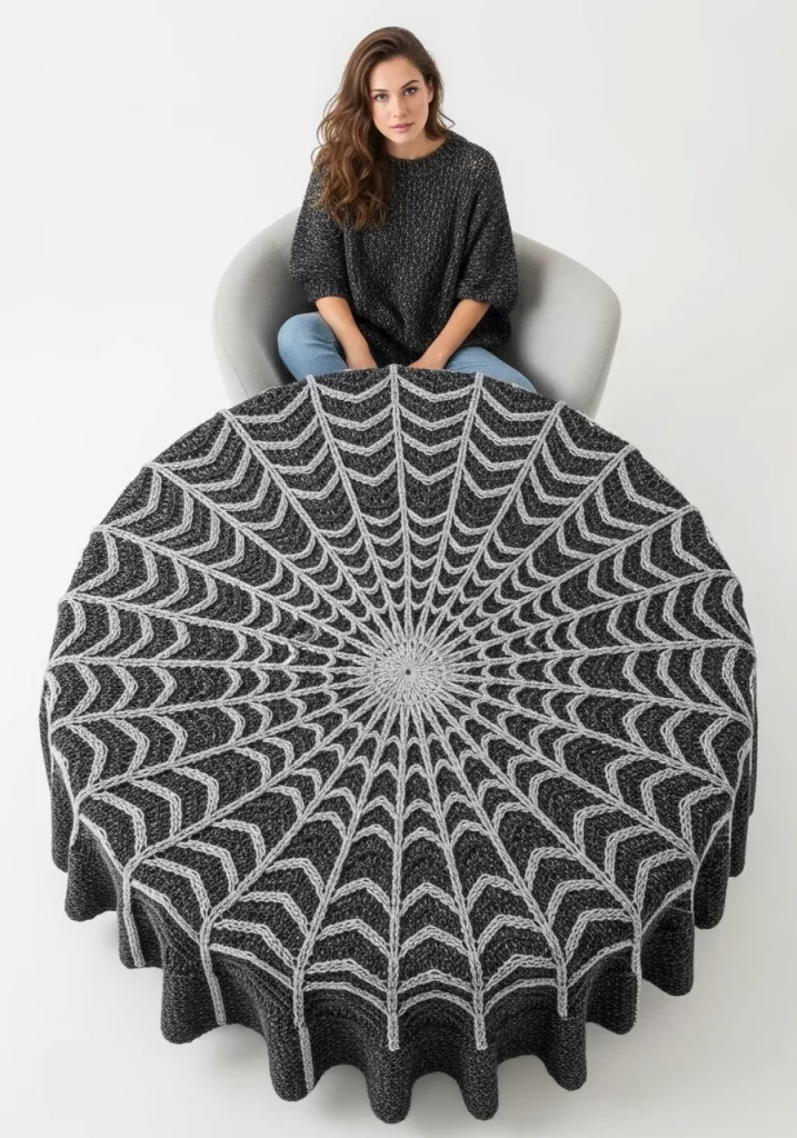 Woven Spiderweb Circular Throw