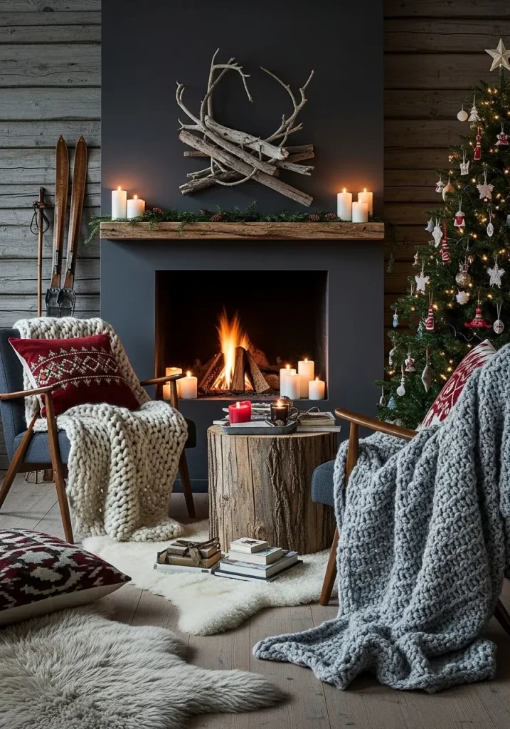 Cozy Cabin Fireplace Setting