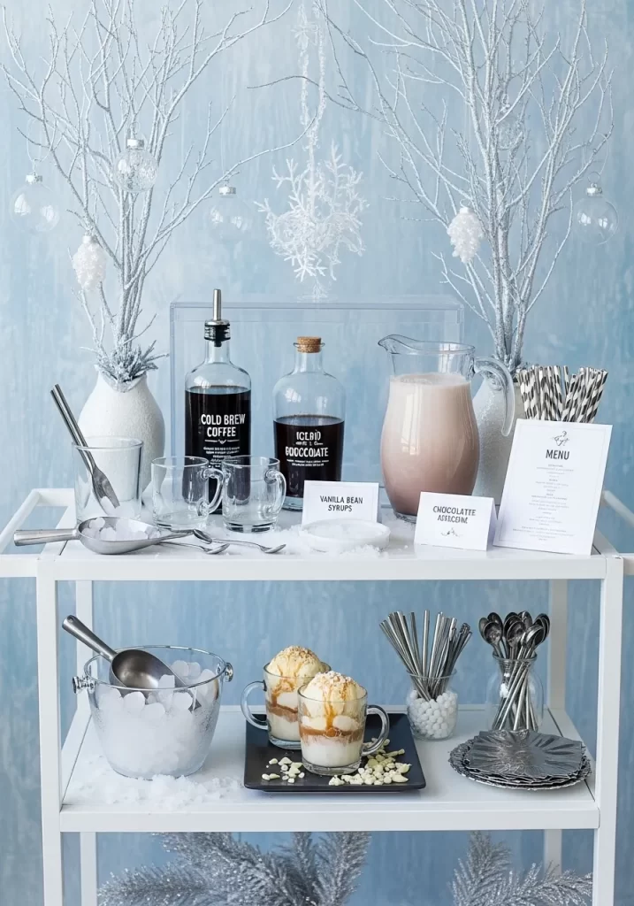 Icy Blue Winter Coffee Cart