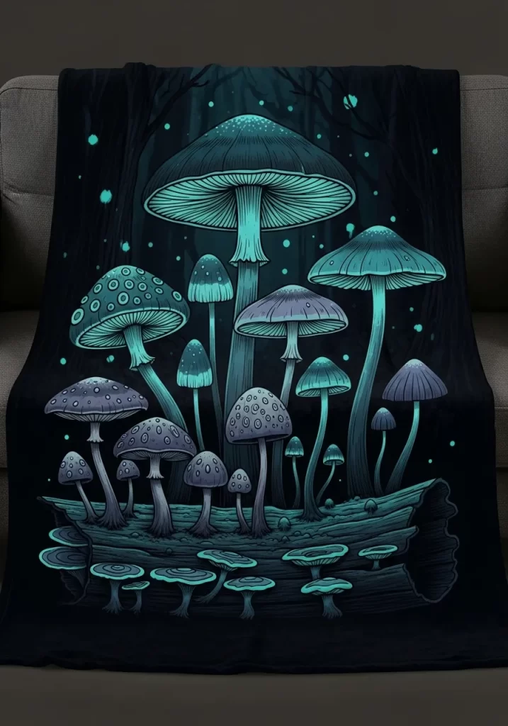 Bioluminescent Fungi Fleece Throw