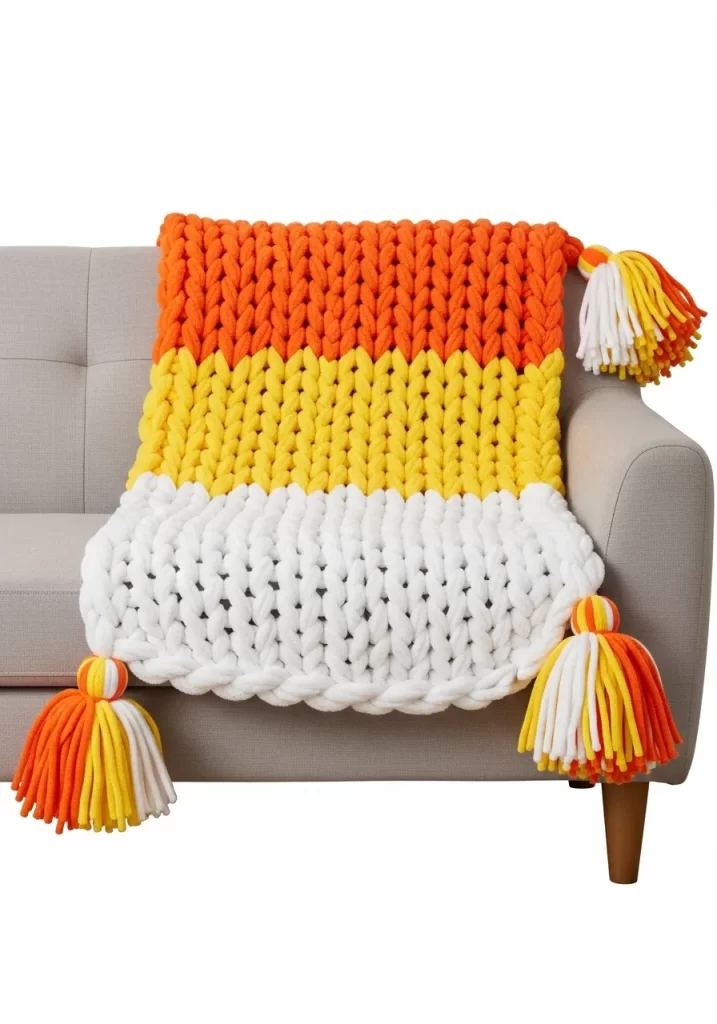 Candy Corn Chunky Knit Throw