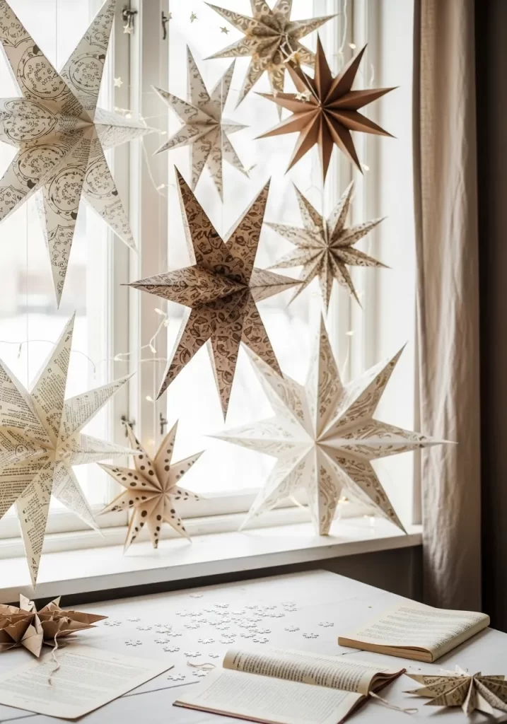 Whimsical Paper Star Window Display