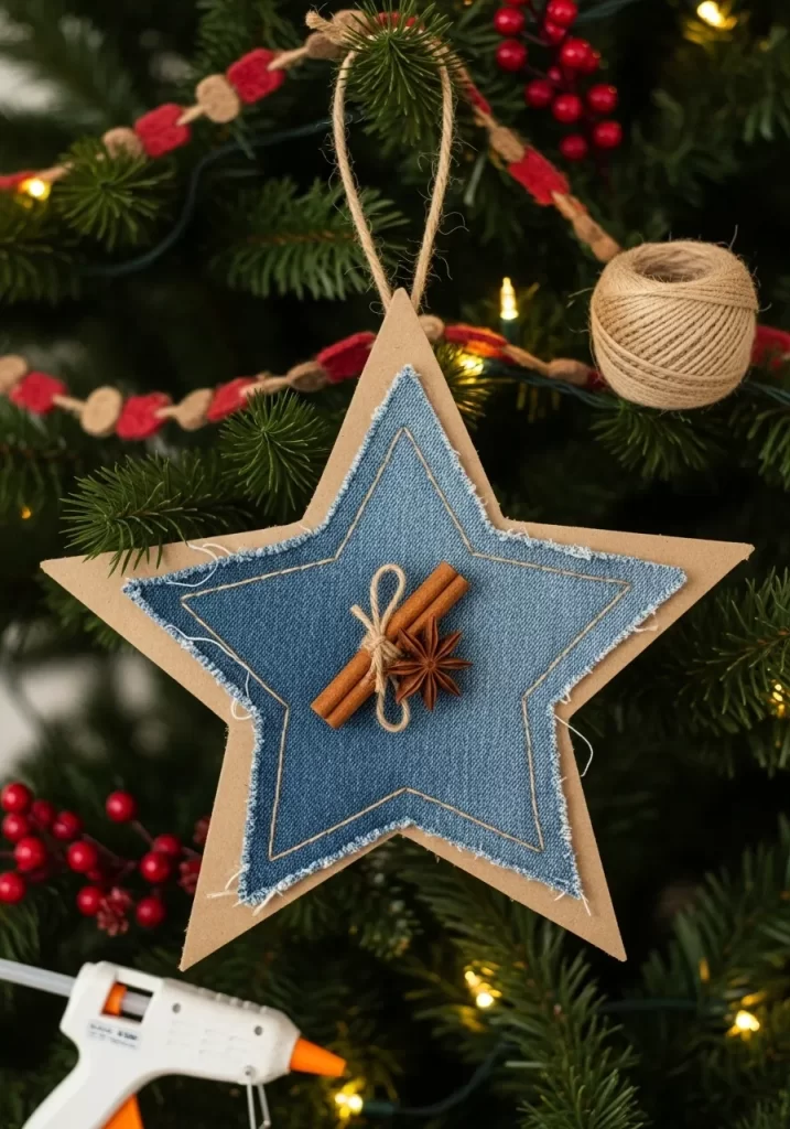 Rustic Denim Star Ornament