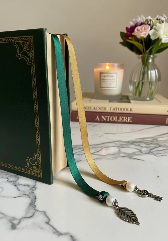Elegant Ribbon Bookmarks with Charms